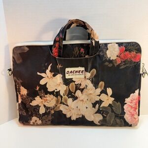 DACHEE Floral Laptop Sleeve Bag Case Pouch Black Pink Flowers 15 Inch